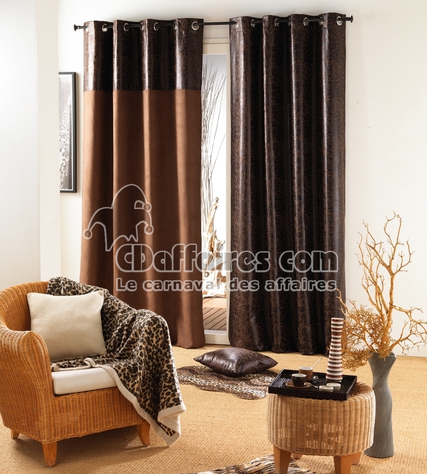 Double rideau Jungle simili cuir + daim choco
