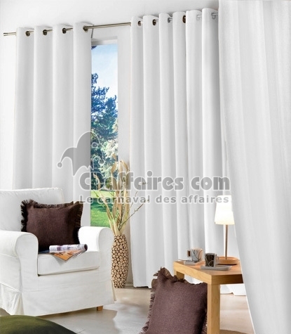 Double rideau M&eacute;tisse chambray Blanc