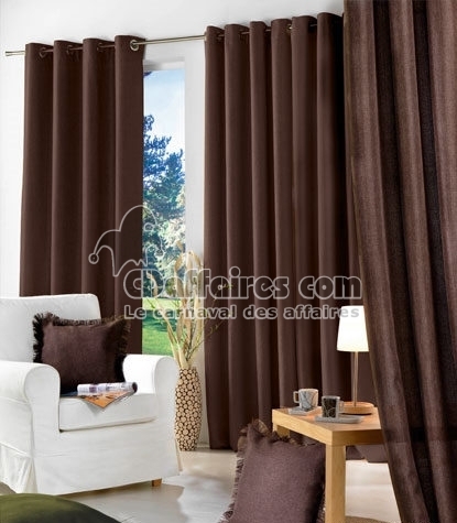 Double rideau M&eacute;tisse chambray Choco