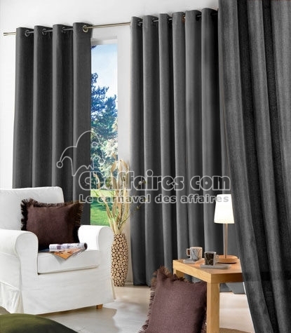Double rideau M&eacute;tisse chambray Gris