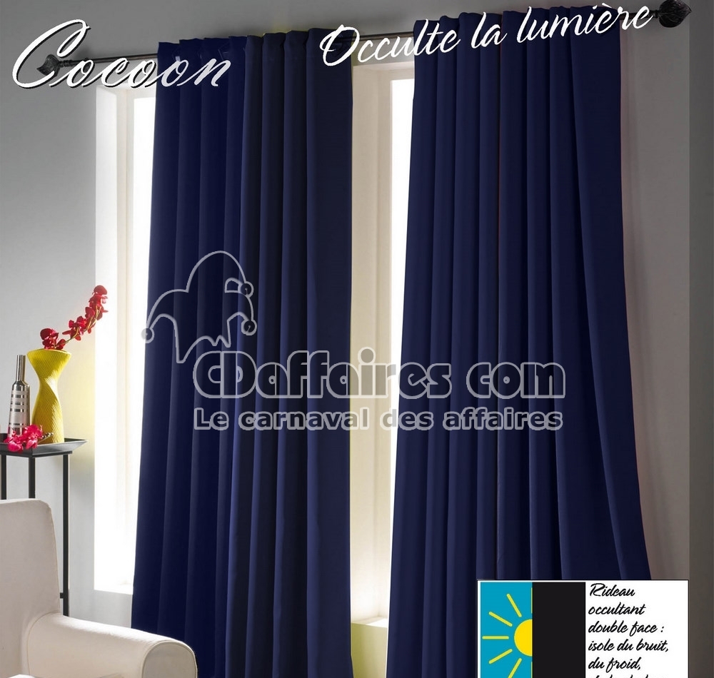 Double rideau occultant et isolant Cocoon Bleu Indigo