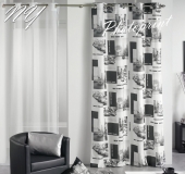 Double rideau photoprint NEW YORK BLANC