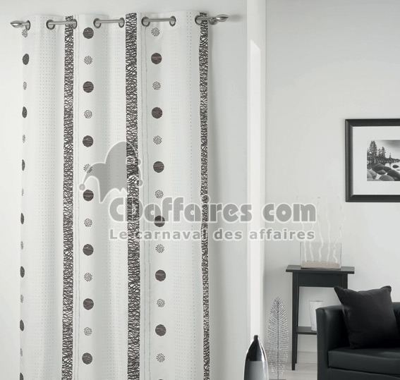 Rideau imprim&eacute; taffetas AXIAL Blanc