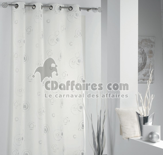 Rideau imprim&eacute; taffetas DISC Blanc