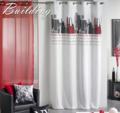 Rideau microfibre imprimé BUILDING blanc