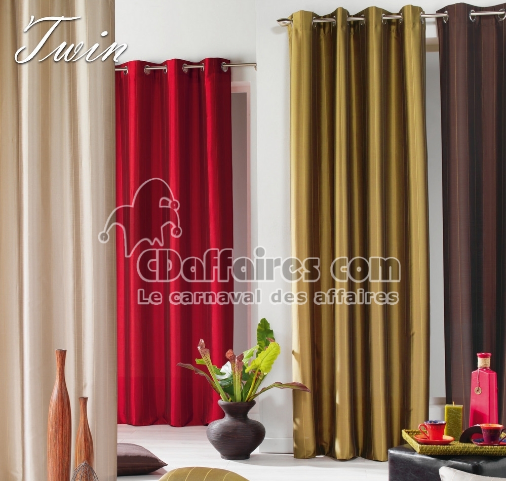 Rideau taffetas rayures TWIN Prune