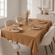 Nappe rectangle 150 x 250 cm + 6 serviettes de table &ndash; Double gaze de coton GA&Iuml;A Camel, image n° 1