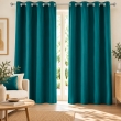 Rideau obscurcissant &agrave; &oelig;illets 135 x 240 cm &ndash; Lot de 2 &ndash; Uni Bleu Paon, image n° 1