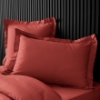 Taie d&rsquo;oreiller volant plat &ndash; 50 x 70 cm &ndash; percale unie 78 fils &ndash; point bourdon &ndash; Terracotta, image n° 3