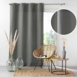 Rideau &agrave; &oelig;illets 140 x 280 cm en microfibre unie &ndash; Absolu Anthracite &ndash; Grande hauteur, image n° 2