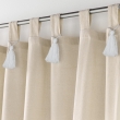 Rideau &agrave; Passants et Pompons Blancs 140 x 240 cm &ndash; Polycoton Uni &ndash; Cyrine Naturel, image n° 3
