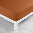 Drap housse 2 personnes 140 x 190 cm 100% coton 57 fils LINA Caramel &ndash; Bonnet 30 cm, image n° 1