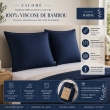 Lot de 2 Taies d&rsquo;oreiller 63 x 63 cm &ndash; Viscose de Satin de Bambou &ndash; Marine &ndash; SALOM&Eacute;, image n° 3