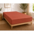 Drap-housse 140 x 190 cm Percale de Coton Peign&eacute; Terracotta &ndash; 80 fils/cm&sup2; &ndash; Bonnet 35 cm, image n° 1