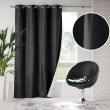 Rideau &agrave; &OElig;illets 140 x 260 cm &ndash; Polyester Uni Thermique &ndash; Icemount Noir, image n° 2