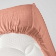 Drap-housse 160 x 200 cm Sienna Rose saumon  &ndash; Gaze de coton & coton 57 fils &ndash; Bonnet 30 cm, image n° 4