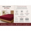 Drap Housse 160 x 200 cm Grenat &ndash; 100% Coton 57 Fils/cm&sup2;, image n° 2
