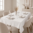 Nappe rectangle 150 x 250 cm + 6 serviettes de table &ndash; Double gaze de coton GA&Iuml;A Blanc, image n° 1