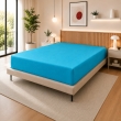 Drap Housse 140 x 190 cm Cyan &ndash; 100% Coton 57 Fils/cm&sup2; &ndash; Bonnet 30 cm, image n° 1