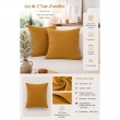 Lot de 2 Taies d&rsquo;Oreiller 60 x 60 cm &ndash; Double Gaze de Coton &ndash; GA&Iuml;A Safran, image n° 2