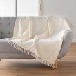 Plaid 125 x 150 cm &ndash; ZIGGY &ndash; Coton/Polyester avec fils m&eacute;tallis&eacute;s &ndash; Franges d&eacute;co, image n° 1