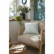 Coussin d&eacute;houssable 45 &times; 45 cm &ndash; Gaze de coton unie GA&Iuml;A &ndash; Passepoil & Zip Eucalyptus, image n° 2