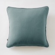 Lot de 2 coussins 45 x 45 cm gaze de coton Bleu canard &ndash; D&eacute;houssables zip &ndash; Passepoil, image n° 2