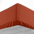 Drap-housse 2 personnes 180 x 200 cm coton 57 fils LINA Terracotta &ndash; Bonnet 30 cm, image n° 2