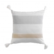 Coussin d&eacute;houssable &agrave; pompons 40 &times; 40 cm &ndash; Coton imprim&eacute; ILLIADE, image n° 1
