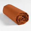 Drap housse 2 personnes 140 x 190 cm 100% coton 57 fils LINA Caramel &ndash; Bonnet 30 cm, image n° 3
