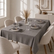 Nappe rectangle 150 x 250 cm + 6 serviettes de table &ndash; Double gaze de coton GA&Iuml;A Granit, image n° 1
