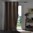 Rideau &agrave; &oelig;illets 135 x 260 cm &ndash; 100% occultant &ndash; Tissu chambray uni &ndash; Noisette, image n° 4