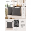 Lot de 2 Taies d&rsquo;Oreiller 60 x 60 cm &ndash; Double Gaze de Coton &ndash; GA&Iuml;A Granit, image n° 2