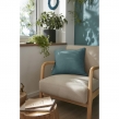 Lot de 2 coussins 45 x 45 cm gaze de coton Bleu canard &ndash; D&eacute;houssables zip &ndash; Passepoil, image n° 3