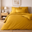 Parure de lit 260 x 240 cm &ndash; Percale de coton 78 fils &ndash; Curry  - Qualit&eacute; H&ocirc;tel &ndash; 2 taies 63x63 cm, image n° 1