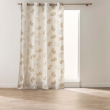 Rideau &agrave; &oelig;illets 140 x 240 cm ISADORA Ocre &ndash; Polycoton imprim&eacute; m&eacute;tallis&eacute; &ndash; Motif v&eacute;g&eacute;tal, image n° 2