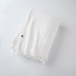 Plaid à franges 180 x 220 cm – Double gaze de coton GAÏA Blanc, image n° 3