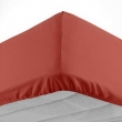 Drap-housse 1 personne 90 x 190 cm coton 57 fils LINA Terracotta &ndash; Bonnet 30 cm, image n° 2