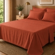Drap Plat Percale 240 x 300 cm &ndash; Pur Coton Peign&eacute; Longues Fibres 80 Fils/cm&sup2; - Terracotta, image n° 1