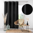 Rideau &agrave; &oelig;illets 140 x 260 cm en microfibre unie &ndash; Absolu Noir, image n° 2