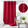 Rideau grande hauteur à œillets 140 x 280 cm – Polyester uni Essentiel Rouge, image n° 2