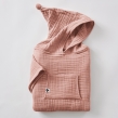 Poncho Enfant Mixte 2/5 Ans en Gaze de Coton – Coloris Rose pêche, image n° 3