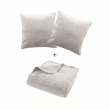 Couvre-lit 240x260 cm + 2 housses de coussin 60x60 cm – Velours uni matelassé SOLANGE Naturel, image n° 3