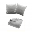 Couvre-lit 240x260 cm + 2 housses de coussin 60x60 cm – Velours uni matelassé SOLANGE Gris, image n° 2