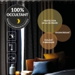 Lot de 2 Rideaux Thermiques 140 x 260 cm &ndash; 100 % Occultants / Jacquard &ndash; Darko Gris P&acirc;le, image n° 4