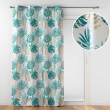Rideau &agrave; &OElig;illets Grande Hauteur 140 x 280 cm &ndash; Imprim&eacute; M&eacute;tallis&eacute; &ndash; Ornella Blanc/&Eacute;meraude, image n° 2