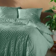 Parure de lit sauge 240 x 220 cm – Microfibre tuftée motif feuilles + 2 taies, image n° 1
