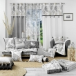 RIDEAU À ŒILLETS 140 x 240 CM – CHAMBRAY UNI + TOP IMPRIMÉ + POMPONS – MÉLISANDRE TOP CRÈME, image n° 4