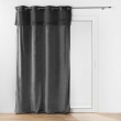 Rideau &agrave; &OElig;illets 140 x 240 cm &ndash; Velours et Imitation Fourrure &ndash; Caresse Anthracite, image n° 1