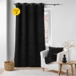 Lot de 2 Rideaux &agrave; &OElig;illets 140 x 240 cm &ndash; Bouclette Unie &ndash; Wooly Noir, image n° 1